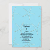 スターフィッシュパターンブルービーチ行先結婚式 招待状 (正面)