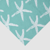 スターフィッシュパターンホワイトティール（緑がかった色）ブルービーチ 航海の 薄葉紙 (詳細)