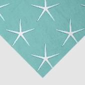 スターフィッシュパターン ティールブルー ホワイト かわいい 海洋 薄葉紙 (詳細)