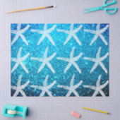 スターフィッシュパターン ネイティブブルー グリッター かわいい 薄葉紙 (クラフト)