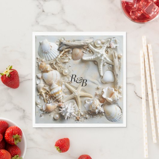 スターフィッシュパールシーシェルズドリフトウッドビーチ スタンダードランチョンナプキン (インサイチュ)