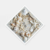 スターフィッシュパールシーシェルズドリフトウッドビーチ スタンダードランチョンナプキン (角)