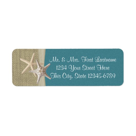 スターフィッシュビーチとバーラップティール（緑がかった色） ラベル (正面)