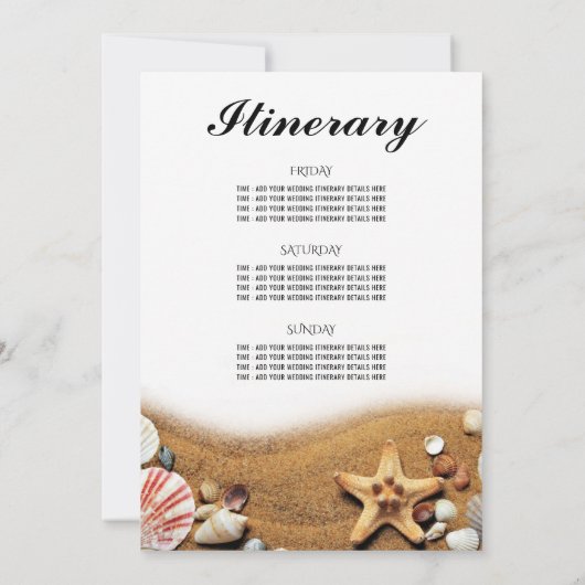 スターフィッシュビーチのデスティネーションウェルカムウェディング 招待状 (裏面)