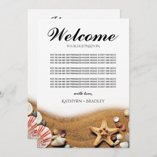 スターフィッシュビーチのデスティネーションウェルカムウェディング 招待状 (正面/裏面)