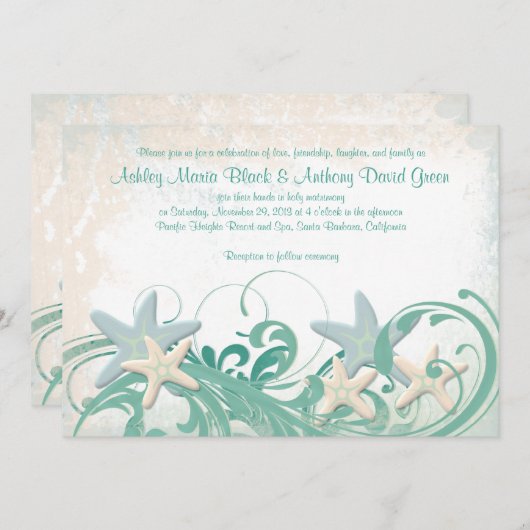 スターフィッシュビーチまたは宛先ウェディング招待状 招待状