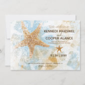 スターフィッシュビーチをテーマにした沿岸結婚式招待状 招待状 (正面)