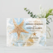 スターフィッシュビーチをテーマにした沿岸結婚式招待状 招待状 (スタンド正面)