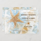 スターフィッシュビーチをテーマにした沿岸結婚式招待状 招待状 (正面/裏面)