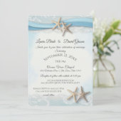 スターフィッシュビーチスカイブルーとハート招待状 招待状 (スタンド正面)