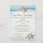 スターフィッシュビーチスカイブルーとハート招待状 招待状 (正面/裏面)