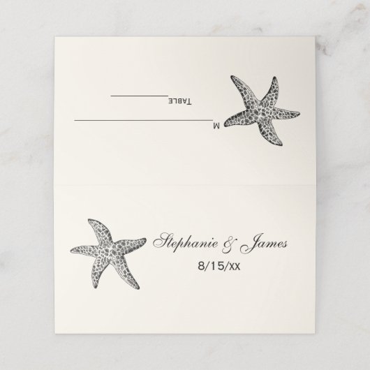 スターフィッシュビーチテーマエスコートカード座席表アイボリー プレイスカード (外部開封)