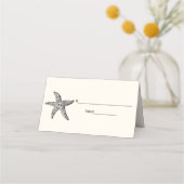 スターフィッシュビーチテーマエスコートカード座席表アイボリー プレイスカード (裏面)