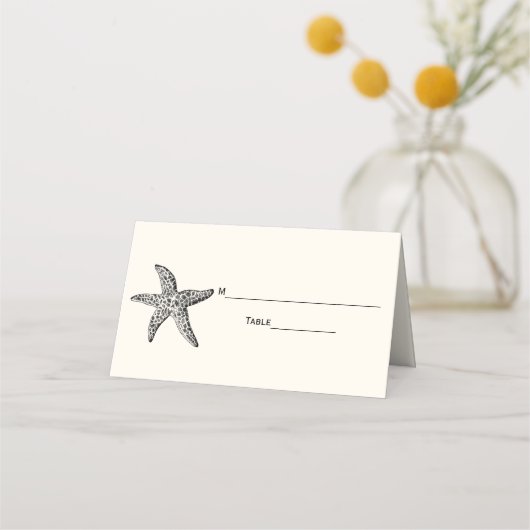 スターフィッシュビーチテーマエスコートカード座席表アイボリー プレイスカード (裏面)