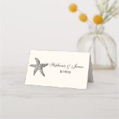 スターフィッシュビーチテーマエスコートカード座席表アイボリー プレイスカード (正面)