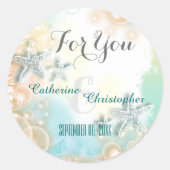 スターフィッシュビーチテーマ結婚式の引き出物「あなたのために」 ラウンドシール (正面)