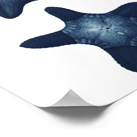 スターフィッシュビーチデコールネイビーバスルームアート ポスター (角)