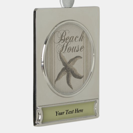 スターフィッシュビーチハウスシーショアコースト シルバープレートバナーオーナメント (右)