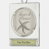 スターフィッシュビーチハウスシーショアコースト シルバープレートバナーオーナメント (左)