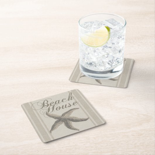 スターフィッシュビーチハウスシーショアコースト スクエアペーパーコースター (インサイチュ)