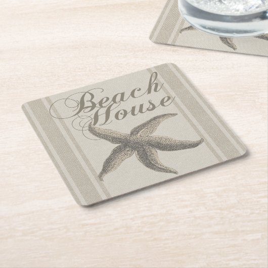 スターフィッシュビーチハウスシーショアコースト スクエアペーパーコースター (アングル)