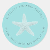 スターフィッシュビーチファミリー差出人住所ブルークラシック ラウンドシール (正面)