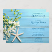 スターフィッシュビーチブライダルシャワー招待状と蘭 招待状 (正面/裏面)