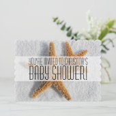 スターフィッシュビーチボーイまたはガールベビーシャワー招待状 招待状 (スタンド正面)