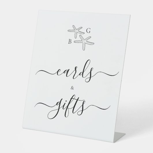 スターフィッシュビーチモノグラムウェディングカード&ギフト 台座サイン (正面)