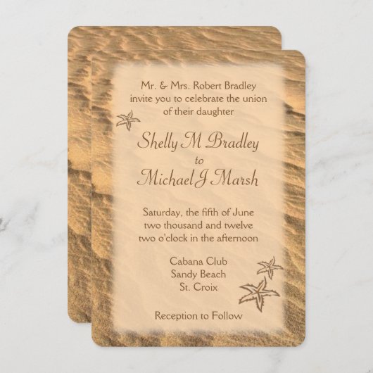 スターフィッシュビーチ先結婚式 招待状 (正面/裏面)