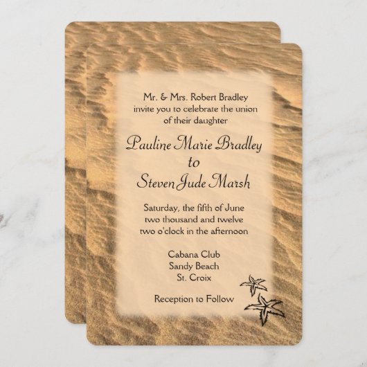 スターフィッシュビーチ先結婚式 招待状 (正面/裏面)