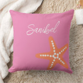 スターフィッシュビーチ名海名門私立校風のデコールピンクオレンジ クッション (ブランケット)