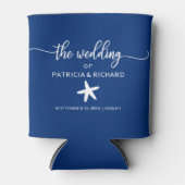 スターフィッシュビーチ宛先ウェディングネイビーブルー 缶クーラー (正面)