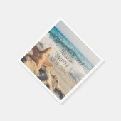 スターフィッシュビーチ海砂の足指結婚間 スタンダードカクテルナプキン (角)