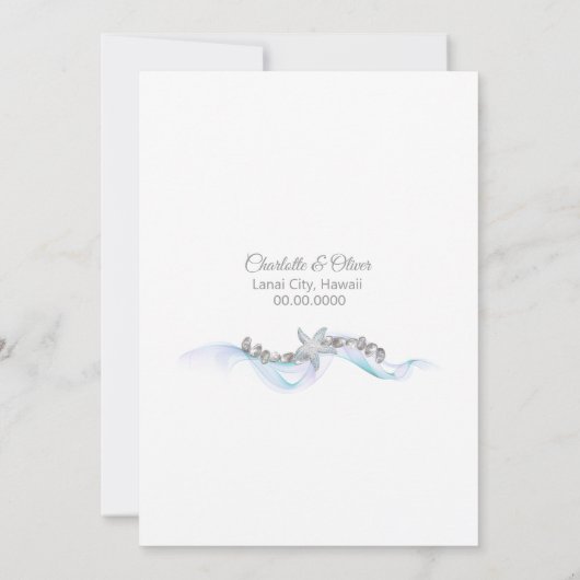 スターフィッシュビーチ結婚ドリームの写真カード サンキューカード (裏面)