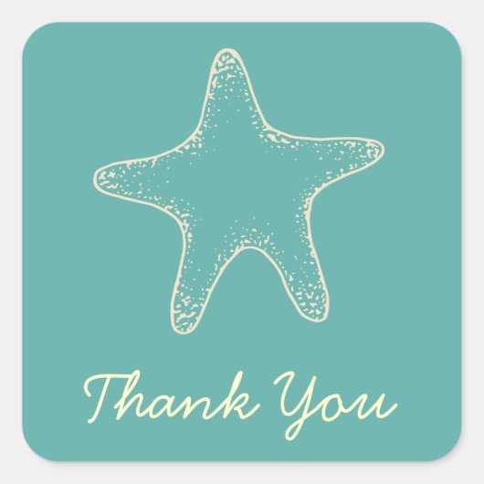 スターフィッシュビーチ結婚式サンキューステッカー スクエアシール (正面)