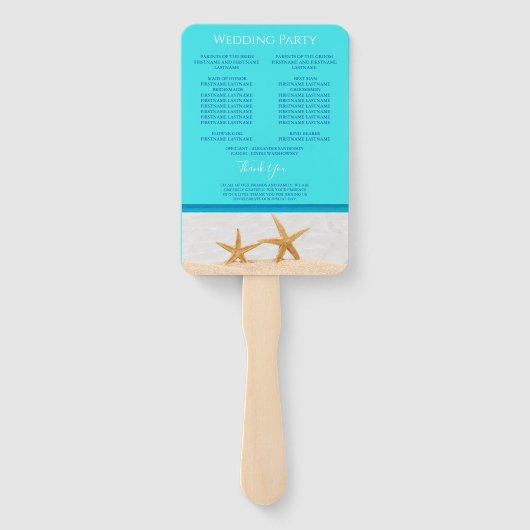 スターフィッシュビーチ結婚式セレモニーのプログラムハンドファン ハンドファン (裏面)