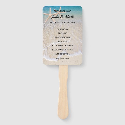スターフィッシュビーチ結婚式プログラムファン ハンドファン (正面)