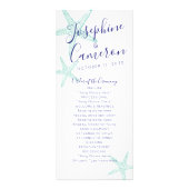 スターフィッシュビーチ結婚式プログラム – ターコイズブルー ラックカード (正面)