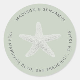 スターフィッシュビーチ結婚式差出人住所グリーン ラウンドシール