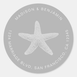 スターフィッシュビーチ結婚式差出人住所グレイ ラウンドシール