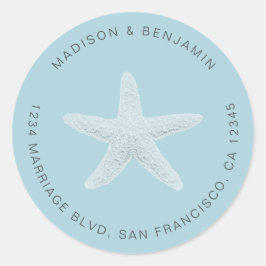 スターフィッシュビーチ結婚式差出人住所ブルー ラウンドシール