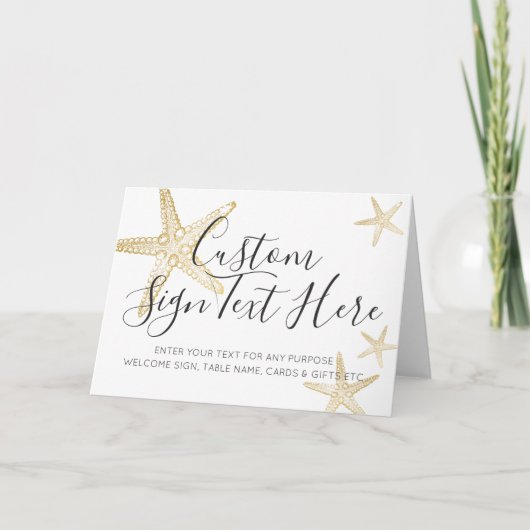 スターフィッシュビーチ行先結婚式の看板テーブル カード (正面)