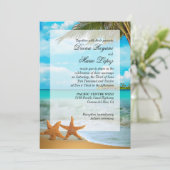 スターフィッシュフェイクカップルVellumオーバーレイ装飾 招待状 (スタンド正面)