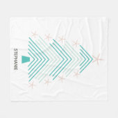 スターフィッシュフォークアートトロピカルクリスマスツリー フリースブランケット (正面(横))