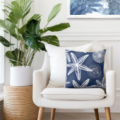 スターフィッシュブルーホワイト装飾用クッション クッション