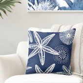 スターフィッシュブルーホワイト装飾用クッション クッション
