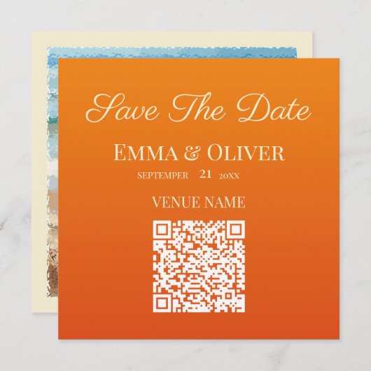 スターフィッシュブーケビーチ結婚式日付カードを保存 招待状 (正面/裏面)