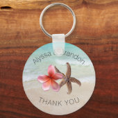 スターフィッシュプルメリアバイザシーカスタムウェディングのお願い キーホルダー (正面)