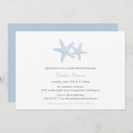 スターフィッシュペアシャワー/パーティの招待状 招待状 (正面/裏面)